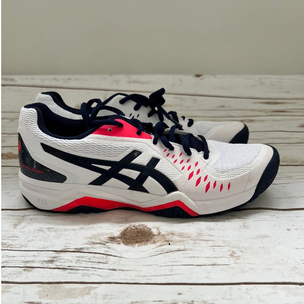 Asics Gel-Challenger 12 Tennis Shoes White Navy Pink 1042A041 Size 9.5 Womens